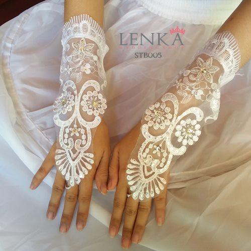 [PRODUK FAVORITE] SARUNG TANGAN PESTA WANITA WEDDING BRIDAL GLOVES LACE STB005