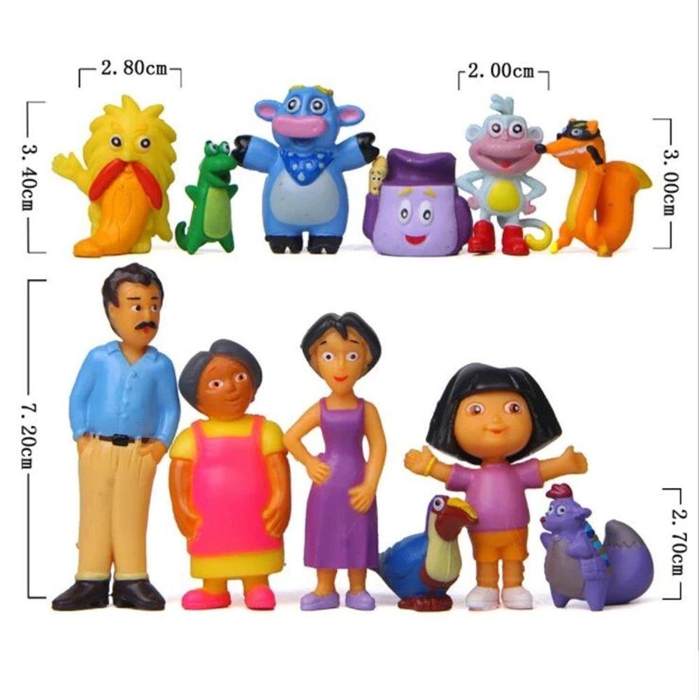 [Elegan] Dora the Explorer Figure Mainan Anak 12pcs/lot Hadiah Natal Dekorasi Boneka Dekorasi Rumah Tokoh Anime TV Action Figure