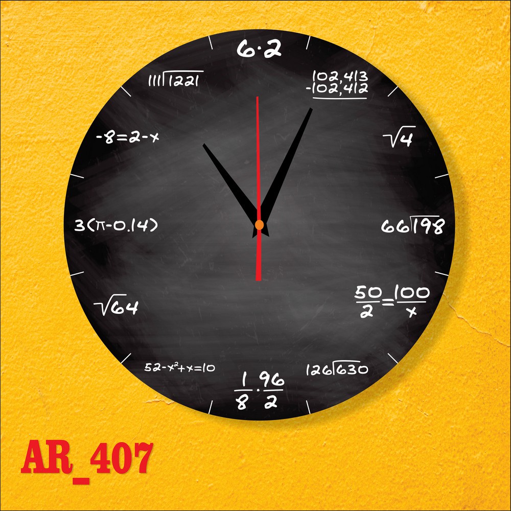 AR407 Media Hiasan Dinding Jam Dinding Poster Kayu Pajangan Dinding Motif Rumus Matematika