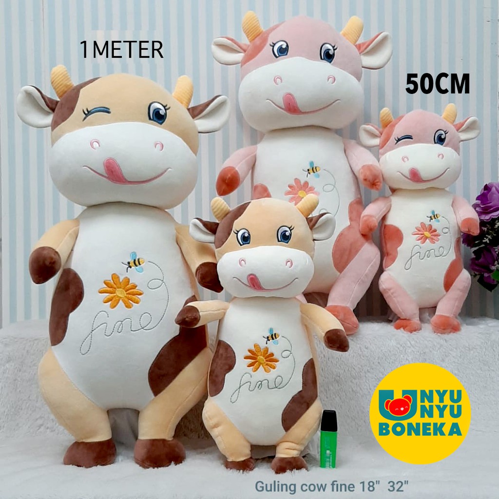 Bantal Guling Boneka soft boneka sapi Cow Big besar 1M Import animal safari