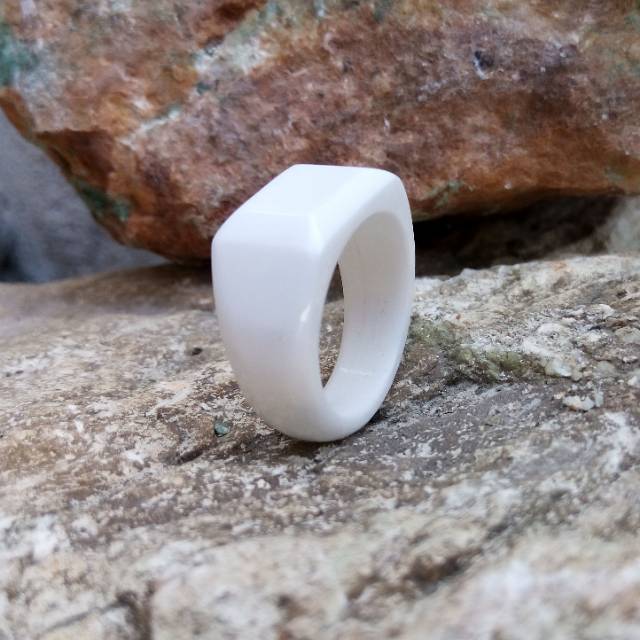 Langka!  Ring Cincin Giok Snow Jade Aceh Model Petak Atas Kualitas Super