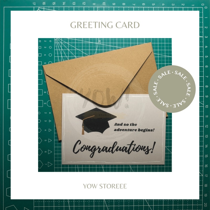 

[YOW CARD] Kartu Ucapan dengan Amplop Kraft Coklat / Greeting Card with Brown Kraft Envelope - Congraduations / Congrats Graduation / Congratulations Graduation Edition - And So The Adventure Begins Now! - YOW STOREEE
