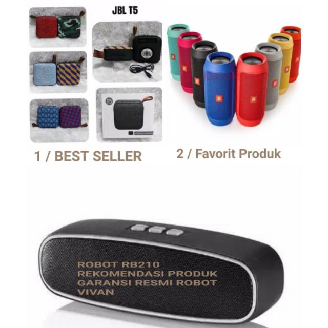 Speaker Bluetooth Portable  ROBOT RB210  RB430  JBL T5 dan JBL CHARGE 2