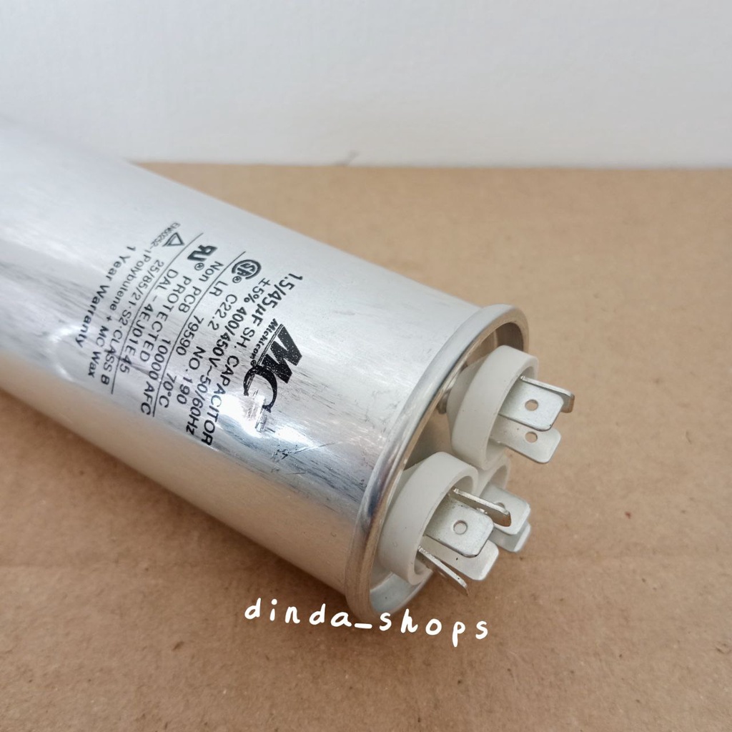 KAPASITOR AC / CAPACITOR AC LG 3 KAKI 45/1,5 uF (MERK MC) 45/1,5 MIKRO