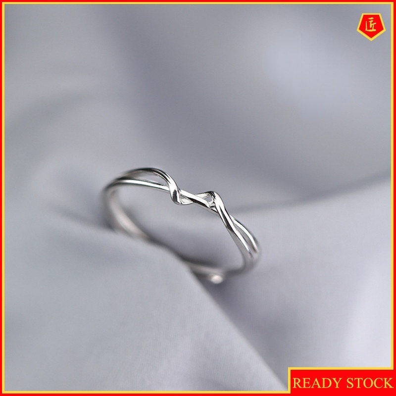 [Ready Stock]Women's Korean-Style Simple Line 925 Silver Ring