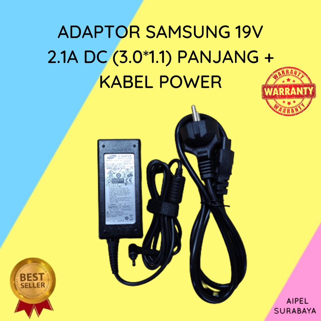 SAMSUNG19213011PKP | ADAPTOR SAMSUNG 19V 2.1A DC (3.0*1.1) PANJANG + KABEL POWER