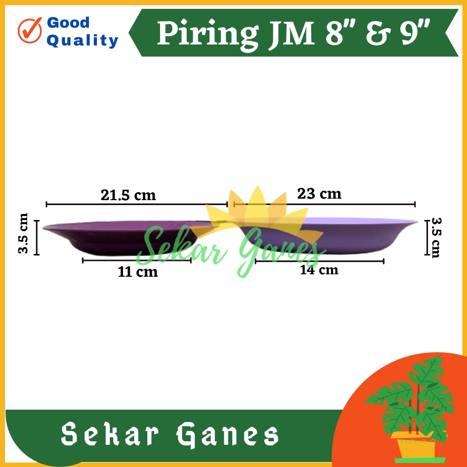 SEKARGANES LUSINAN Piring Plastik JM 9 Inch Warna Biru Hijau Ungu - Piring Kecil Besar Set Makan Plastik Acara Pesta Melamin Rotan Murah Lusinan 1 Lusin Putih Murah Termurah