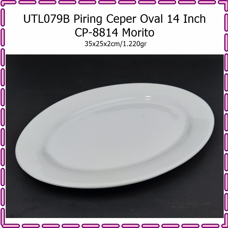 [Set 3pcs] UTL079D Piring Keramik Oval Polos Morito12/14/16 Inch