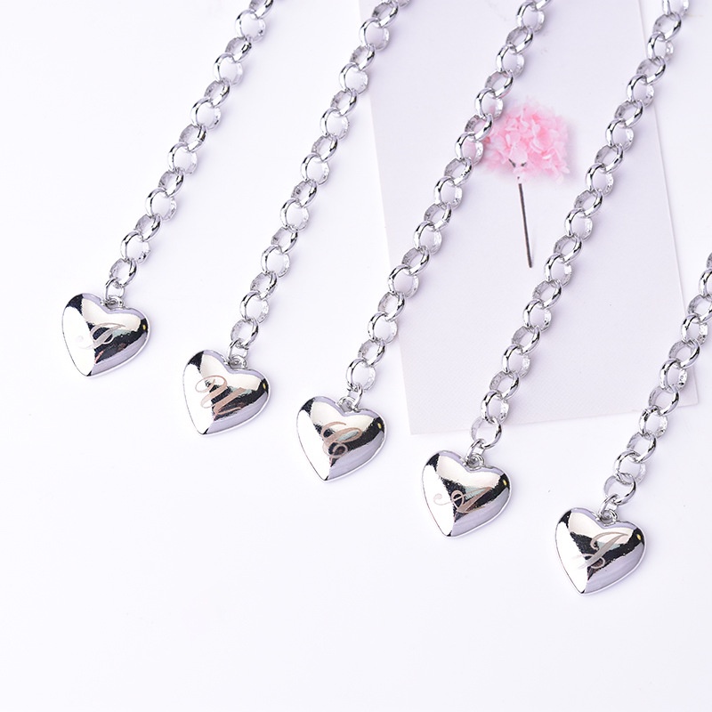 Gelang Desain 26 Huruf Love Bahan Stainless Steel Warna Silver Untuk Wanita