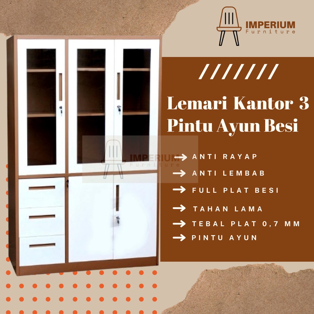 Jual Lemari Besi 3 Pintu / Lemari Arsip 3 Pintu / Lemari Kantor Besi ...