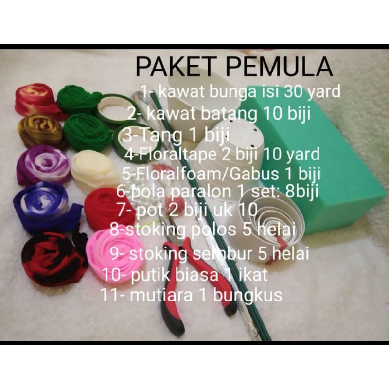 Paket bahan kain stoking bunga murah