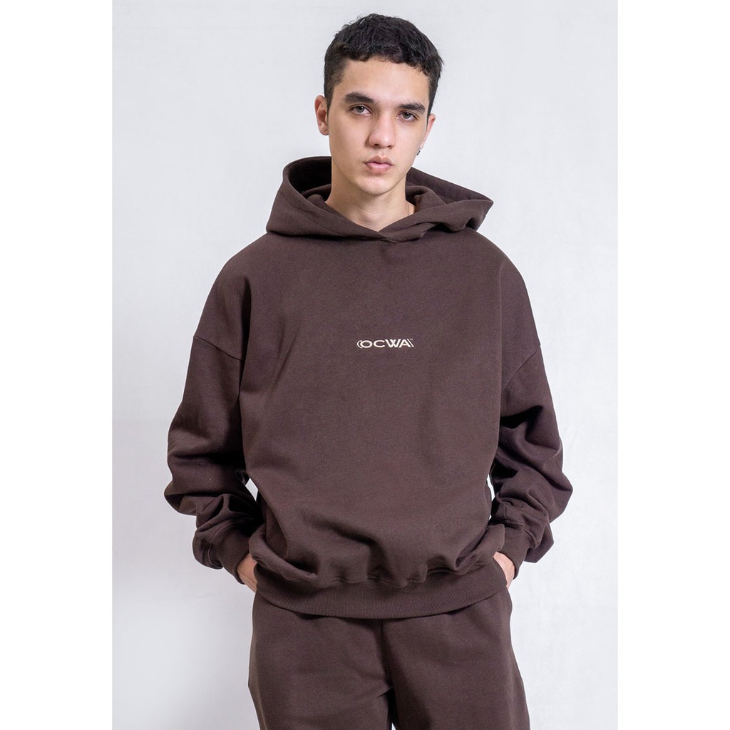 OCWA OVERSIZED HOODIE DARK BROWN LOGO