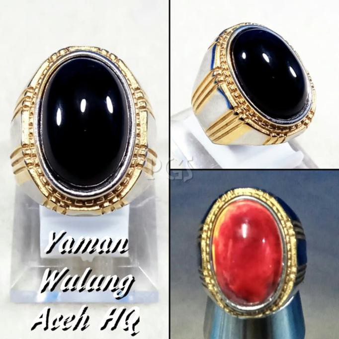 CINCIN BATU AKIK NATURAL YAMAN WULUNG ACEH KRISTAL HITAM LEGAM - 7