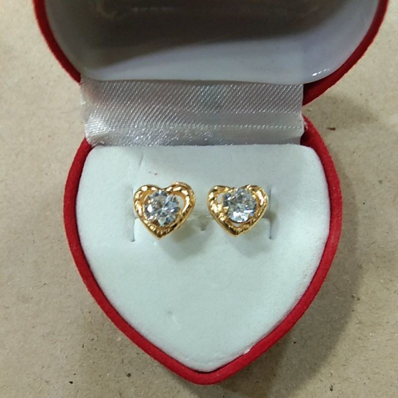 giwang love mata putih 1 gram emas muda