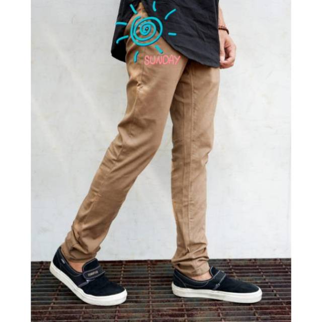 CELANA CHINO Panjang pria Slimfit Santai Casual Formal Hitam Abu Cream