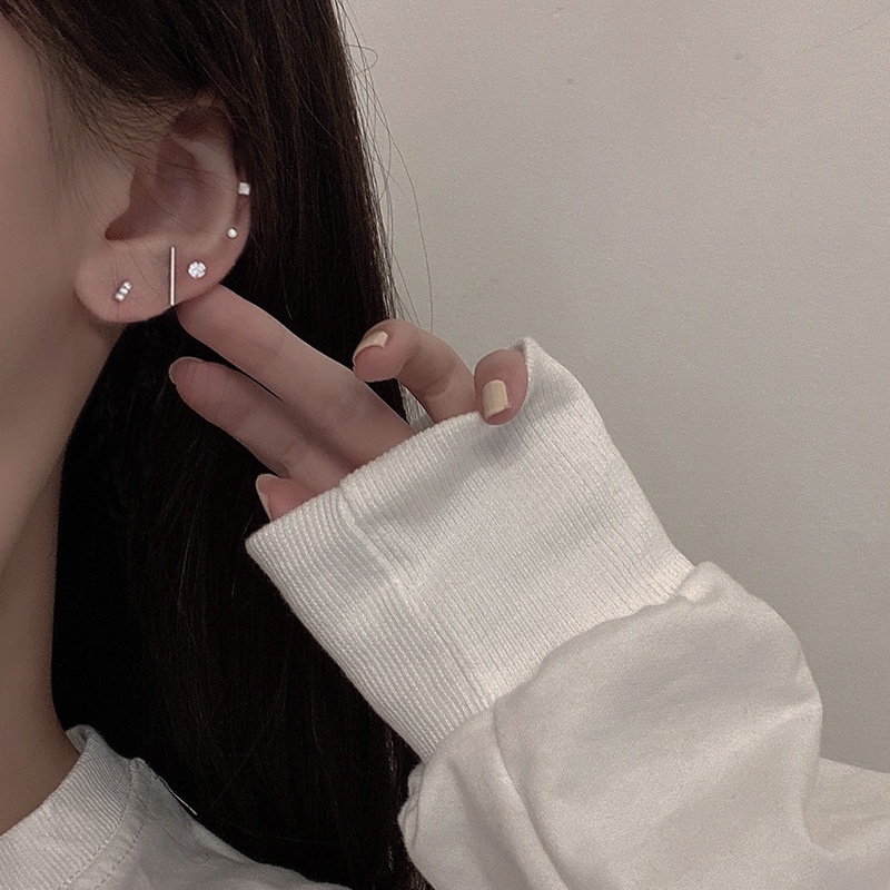 Roselife 5PCs / Set Anting Tusuk Sterling Silver 925 Desain Kupu-Kupu Hias Kristal Anti Alergi Untuk Wanita