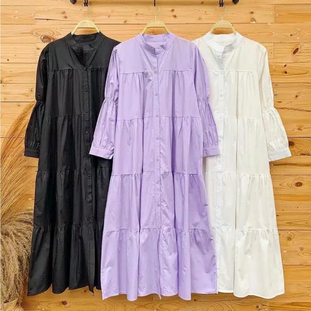 HANUN TUNIK Atasan Tunik Wanita Terbaru Long Tunik Remaja Fashion Muslim Lengan Balon Jumbo Polos /C