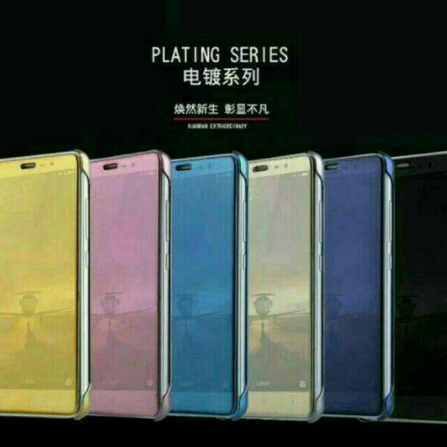 CLEAR VIEW COVER STANDING FLIP COVER CASING REDMINOTE 3