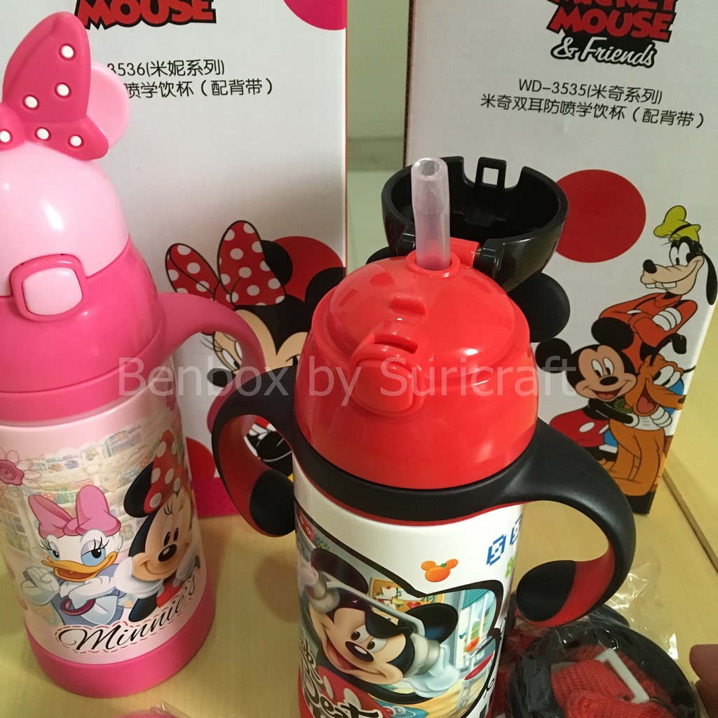 BOTOL MINUM DRINKING BOTTLE DISNEY MICKEY MINNIE STAINLESS STEEL 380 ml