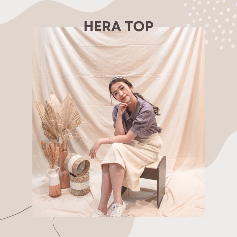 HERA TOP || Korean Blouse || Atasan Korea Kerah Peterpan || Lilac Blouse