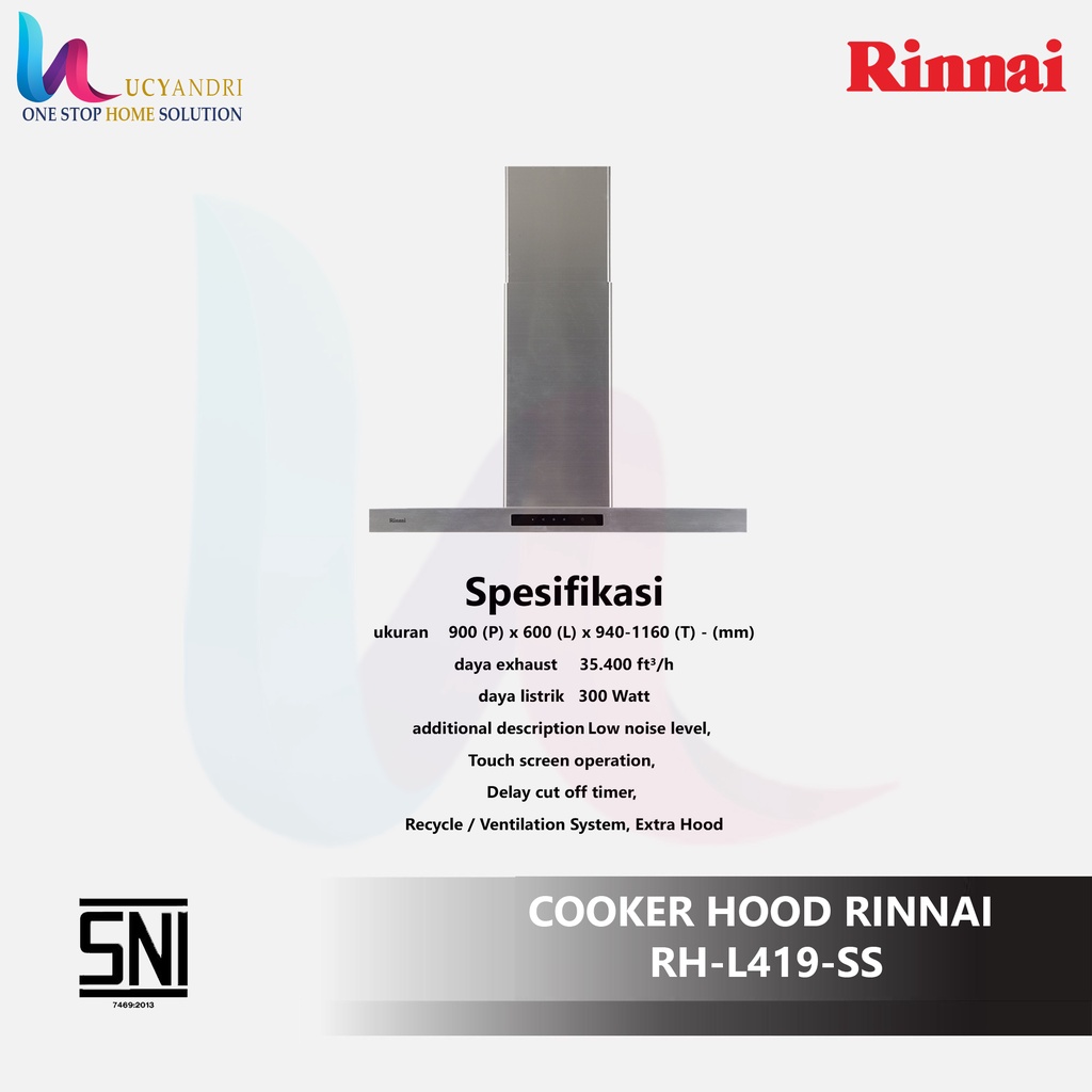 Cooker Hood Rinnai RH-L419-SS Penghisap Asap Kompor Island Hood