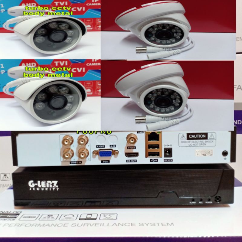 PAKET CCTV 4 KAMERA HD KOMPLIT MURAH 4 CHANNEL INDOOR OUTDOOR AHD 5MP 1080P