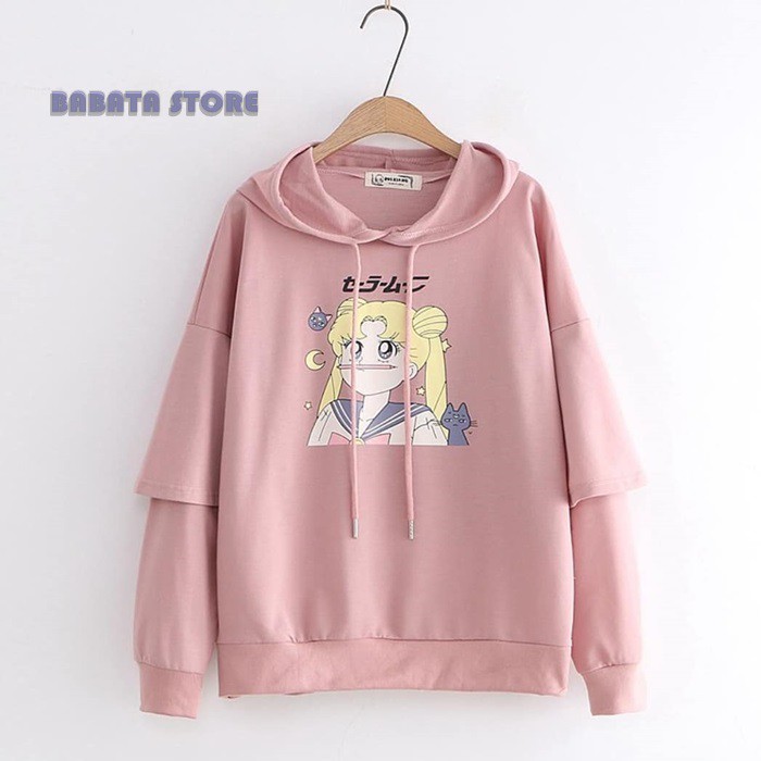 sweater/sweater wanita/outwear/pakaian wanita/atasan/terbaru/Sweater Wanita Sailor Moon Pink MC 50