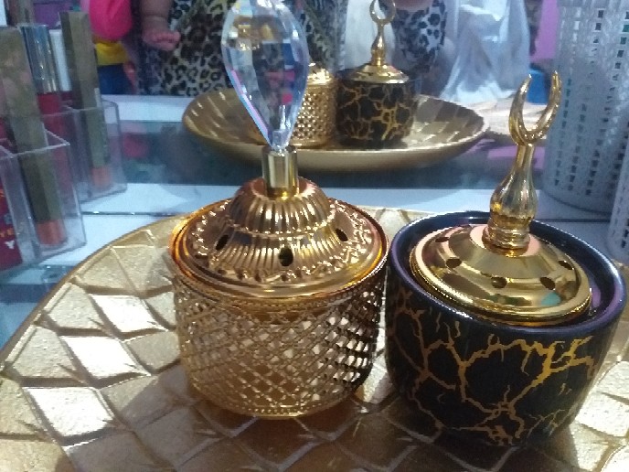 Tempat Bakar Dupa Mabkharah Keramik Arab Kaligrafi Model Tabung 8x10cm