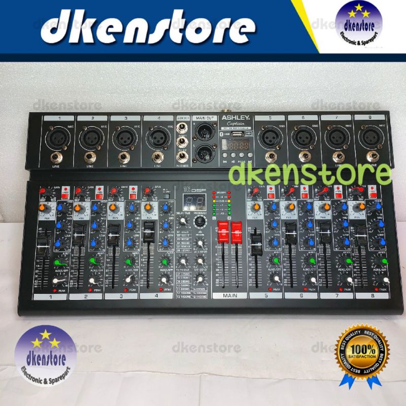 Mixer Ashley 8ch Captain 8 Echo delay 16 DSP Mp3 Usb Bluetooth