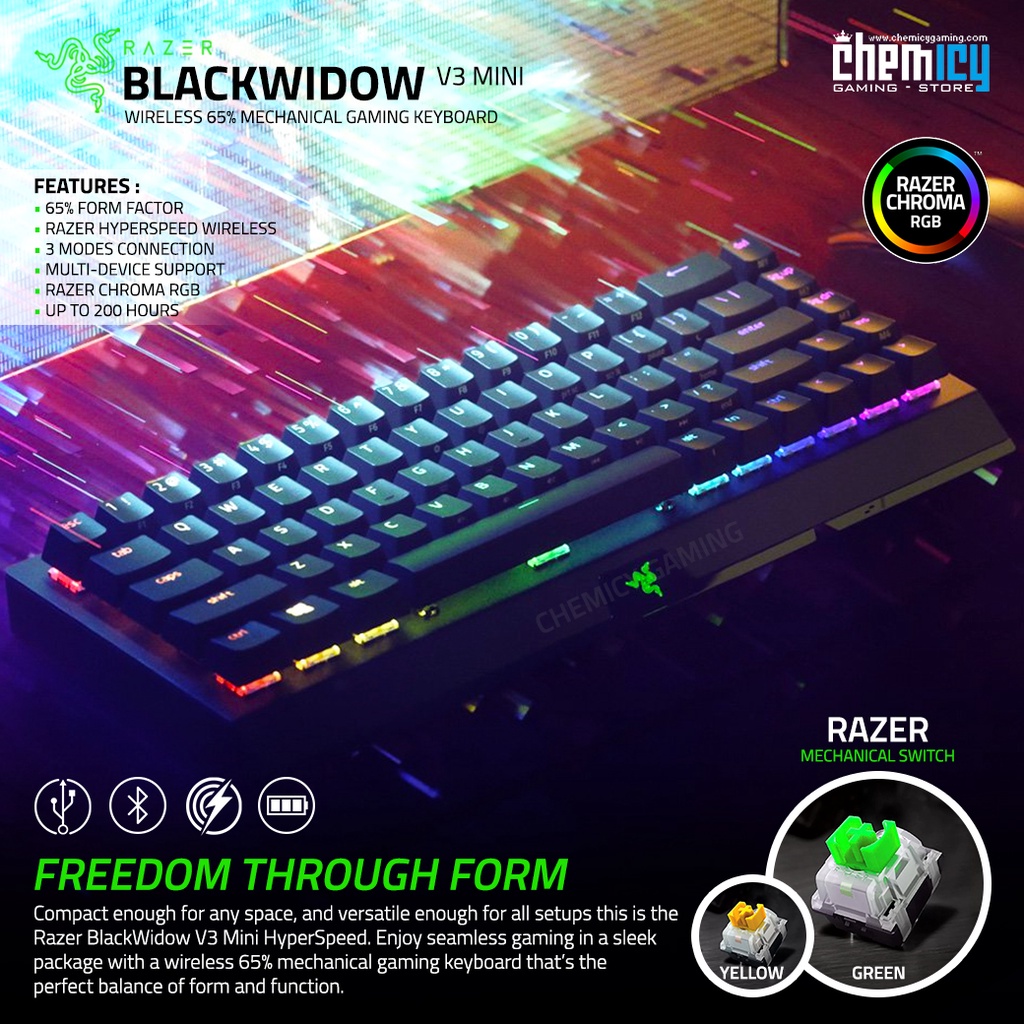 Razer Blackwidow V3 Mini 65% RGB Wireless Gaming Keyboard