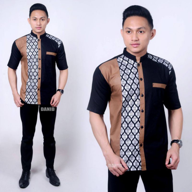 Koko Bordir Kombinasi Batik Lengan Pendek Terlaris Size M, L, XL #10 ( ORIGINAL )