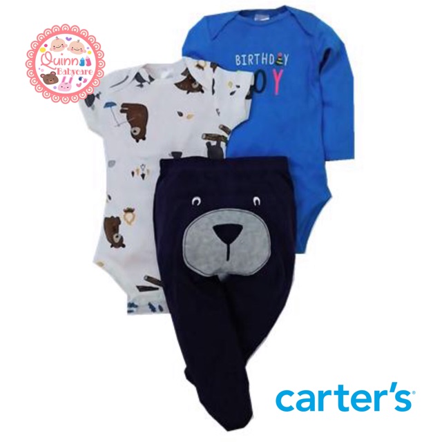 Jumper Carter's Boy set 3 in 1 Birthday Boy/ Romper bayi Carter's Boy set