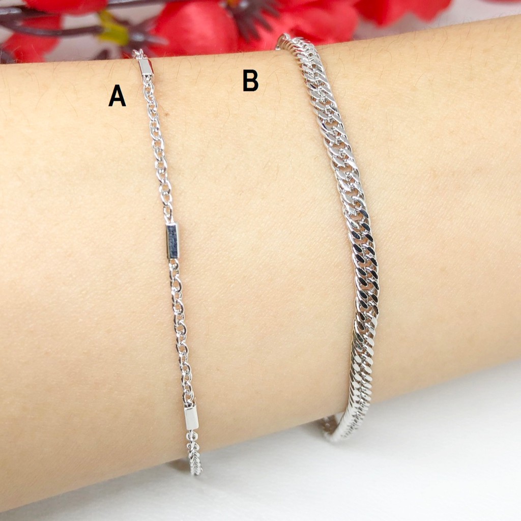 Gelang Tangan Rantai Bola Plat Batu Putih Love - BB361