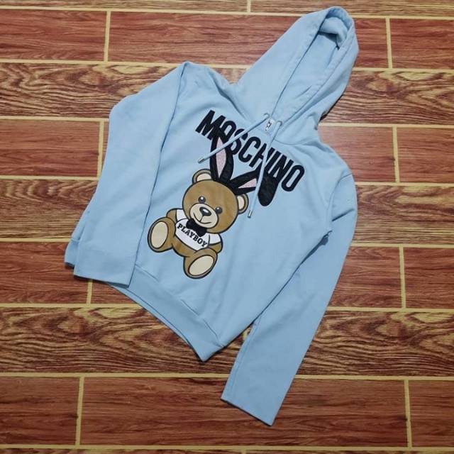 MOSCHINO COUTURE JEREMY SCOTT TEDDY BEAR PLAYBOY BLUR SWEATSHIRT HOODIE 3D POMPO SECOND