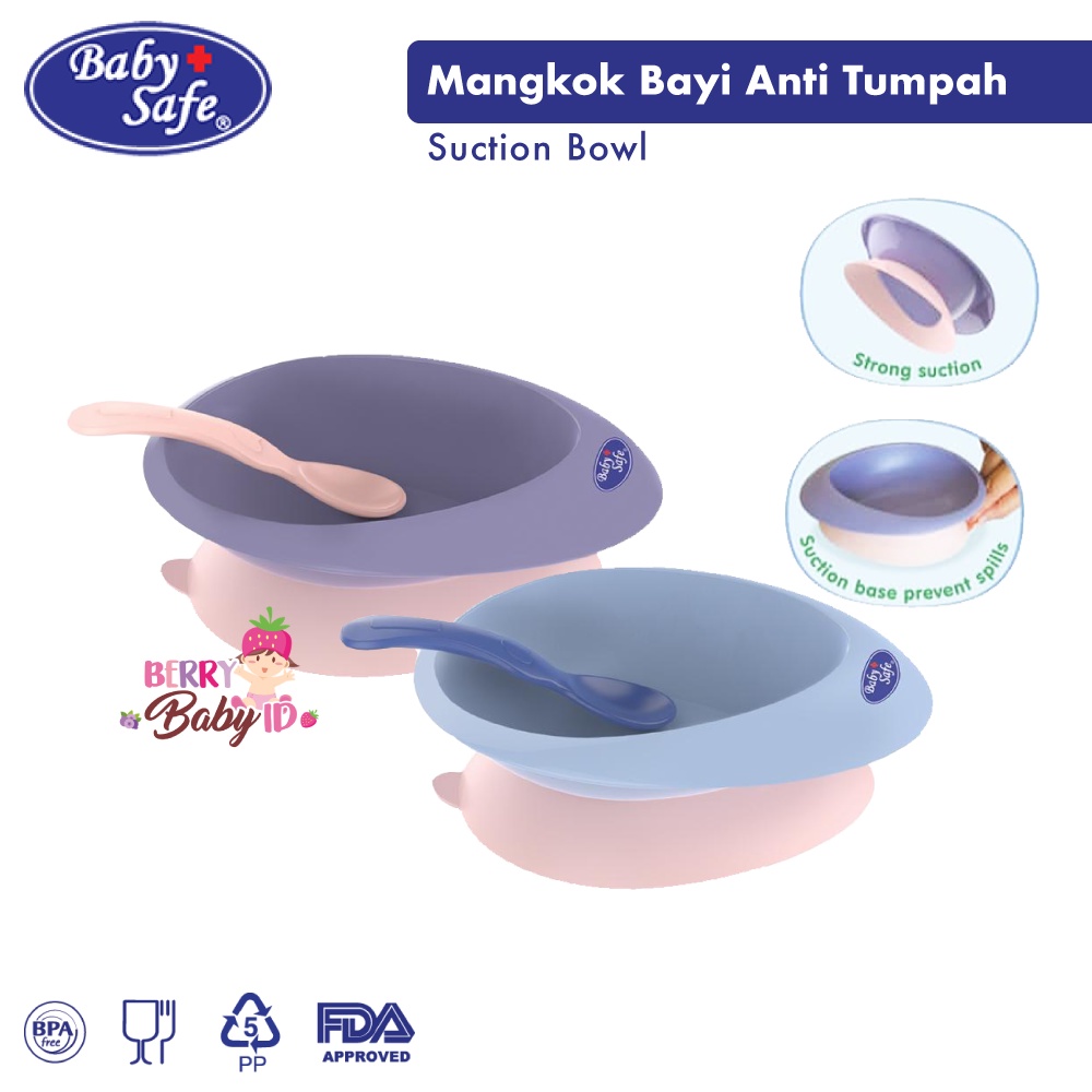 Baby Safe Suction Bowl Mangkok Bayi Anti Tumpah FREE Sendok Bayi BBS082 Berry Mart