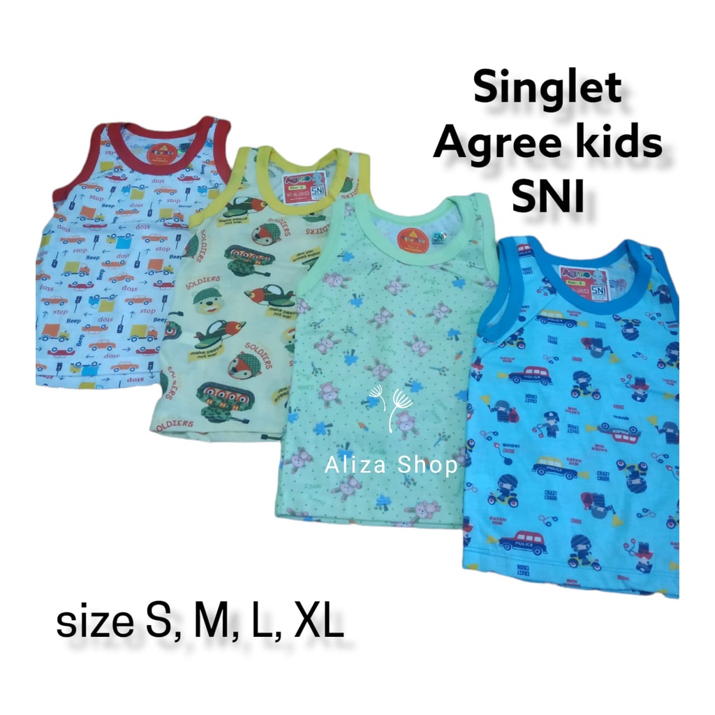 Kaos Dalam Anak Bayi Merk Agree SNI Singlet Motif Size S - XL