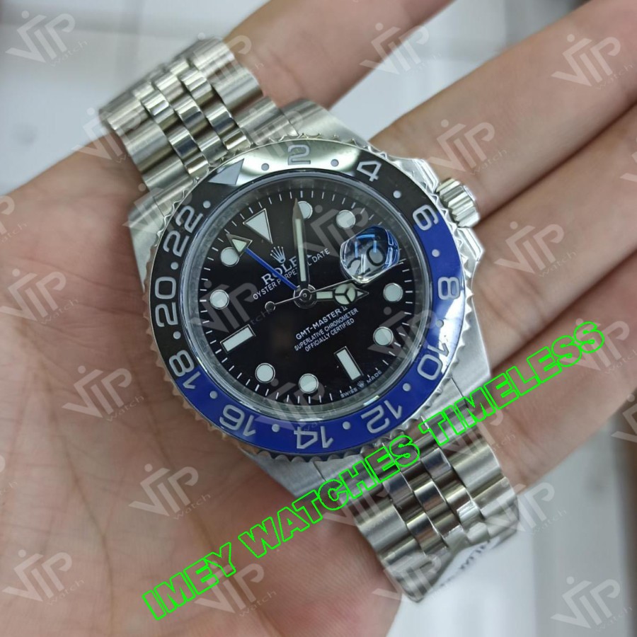 Impor JAM TANGAN ROLEX GMT MASTER II BATMAN JUBILEE SWISS STRAP ORIGINAL BM Garansi 1th