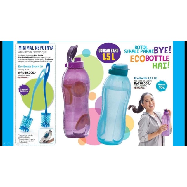 Tupperware Eco Bottle 1,5 Liter, dijual harga satuan.