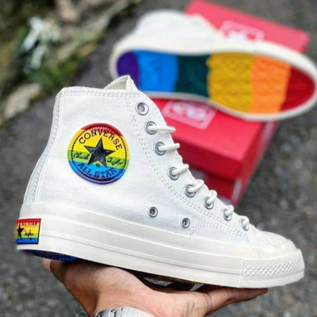 rainbow high top converse