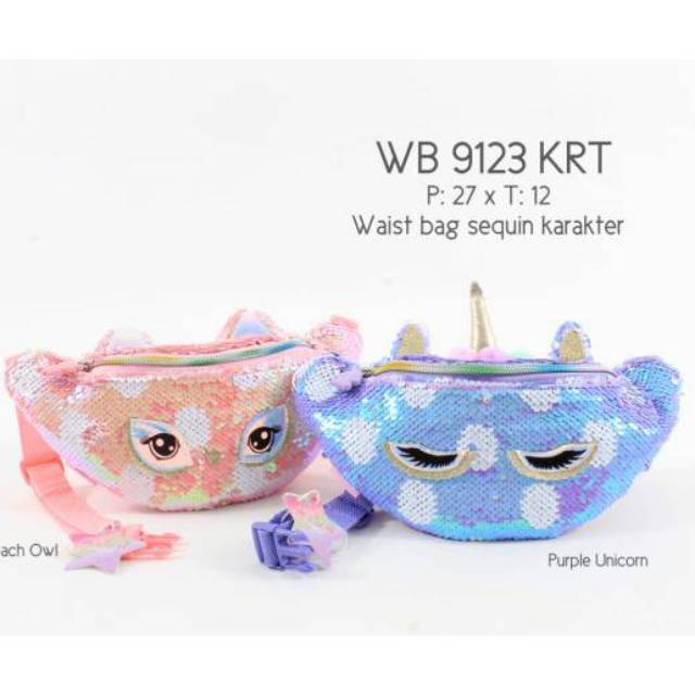 Waistbag Sequin Karakter Unicorn Owl Mermaid Butterfly