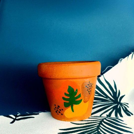 

pot lukis daun (2 sisi)