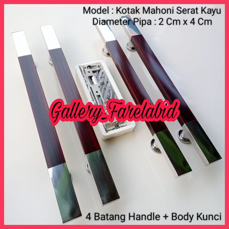 1 Meter Handle Pintu Rumah Stainless Steel Kotak 100 Cm Set Body Kunci Gagang Pintu Rumah Modern Pegangan Pintu Kupu Tarung Tarikan Pintu Rumah Minimalis