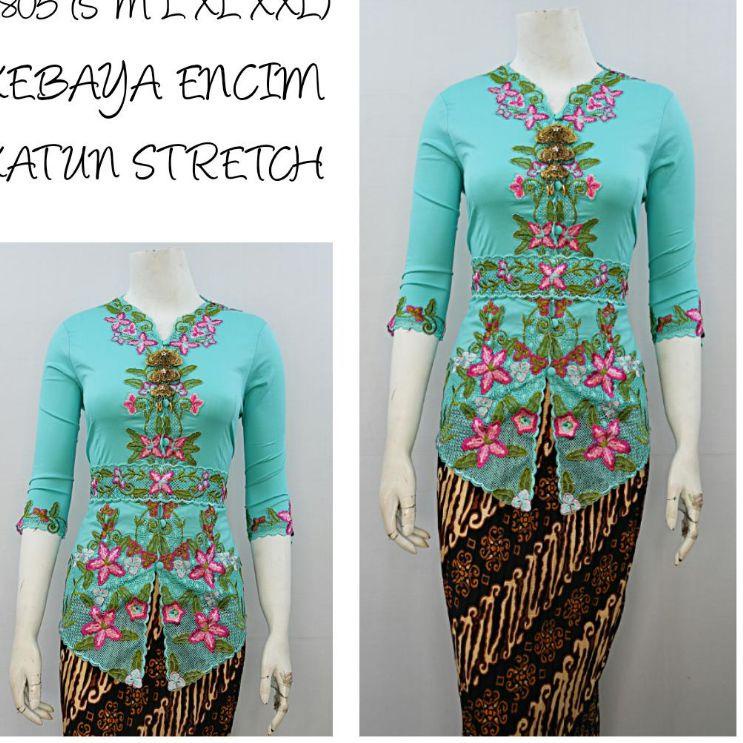 ➸ Indah KEBAYA ENCIM MODERN LENGAN 7/8 BORDIR WARNA KATUN STRETCH KEBAYA MODERN KEBAYA WISUDA KEBAYA