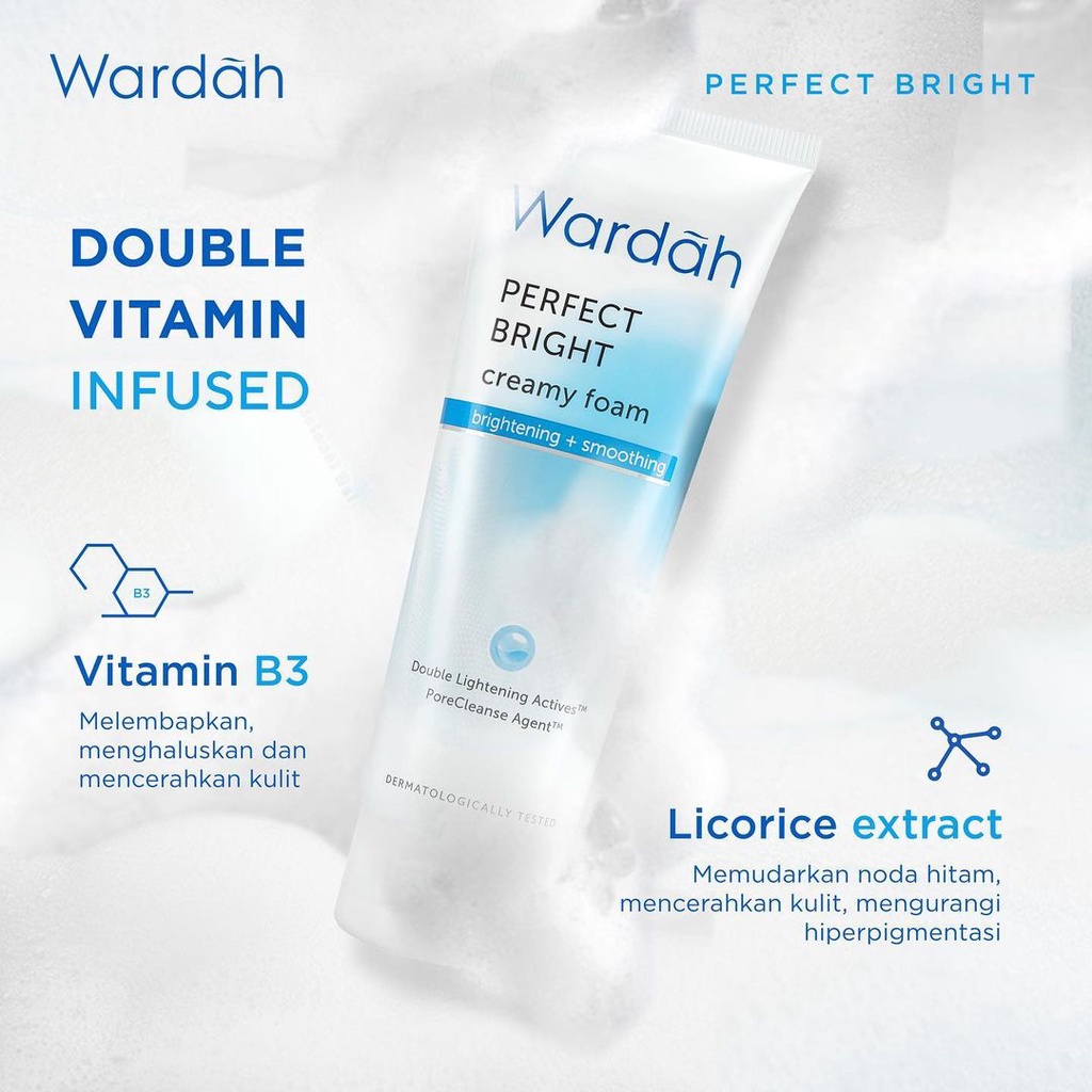 ❤️GROSIR❤️ KEMASAN BARU !!! Wardah Perfect Bright Creamy Foam Bright + Smooth Glow 100ml (BIRU)