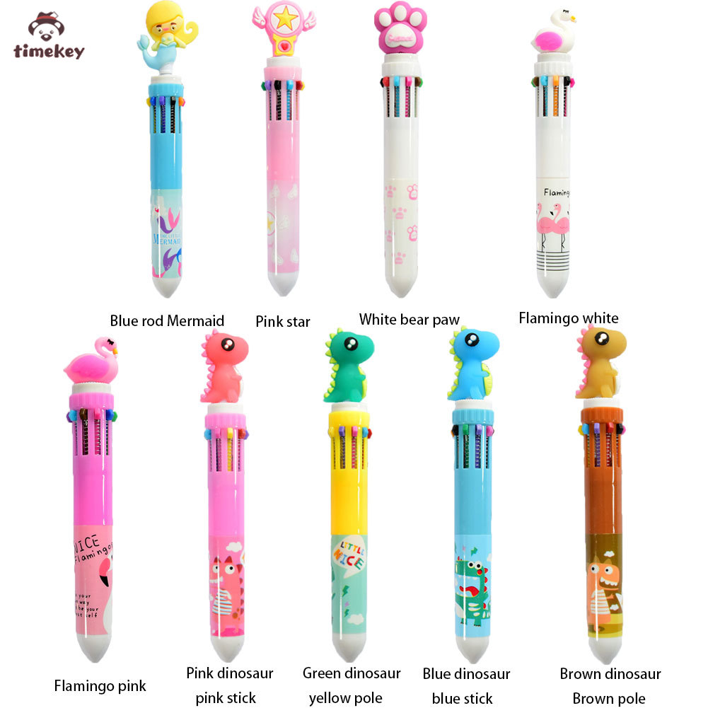 【TK】Pulpen 10 Warna Bentuk Kartun Hewan Lucu Untuk Sekolah/Kantor/Hadiah