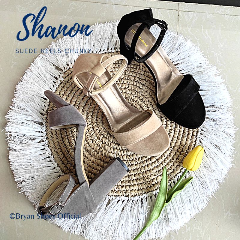 Bryan Shanon Suede Chunky Heels Tahu 5cm 9cm Beludru Oversize Bigsize Jumbo 36-40 41 42 43 Nyaman