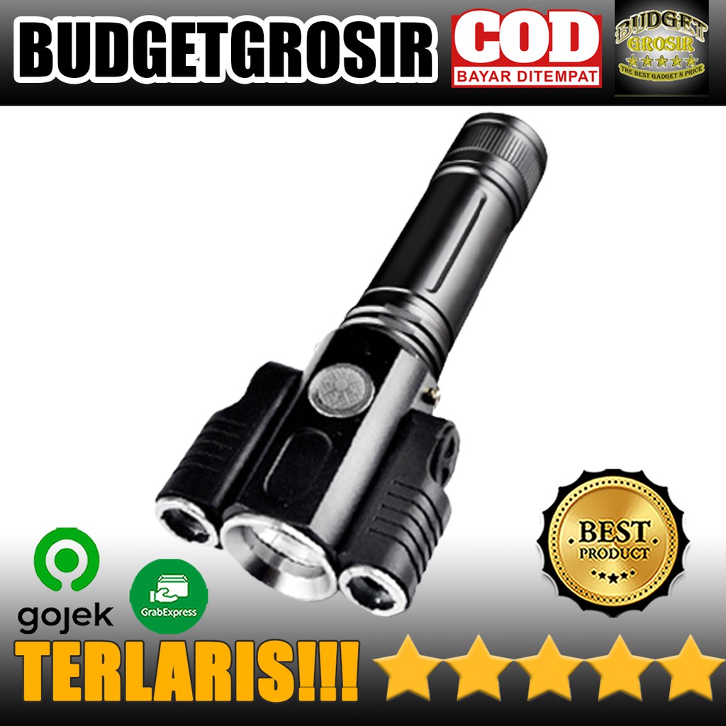 Senter LED Telescopic Zoom Cree XM-L T6 + 2 x XPE 15000 Lumens - TaffLED