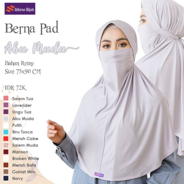 NIBRAS HIJAB JILBAB BERGO INSTAN BERNA PAD MERAH CABE