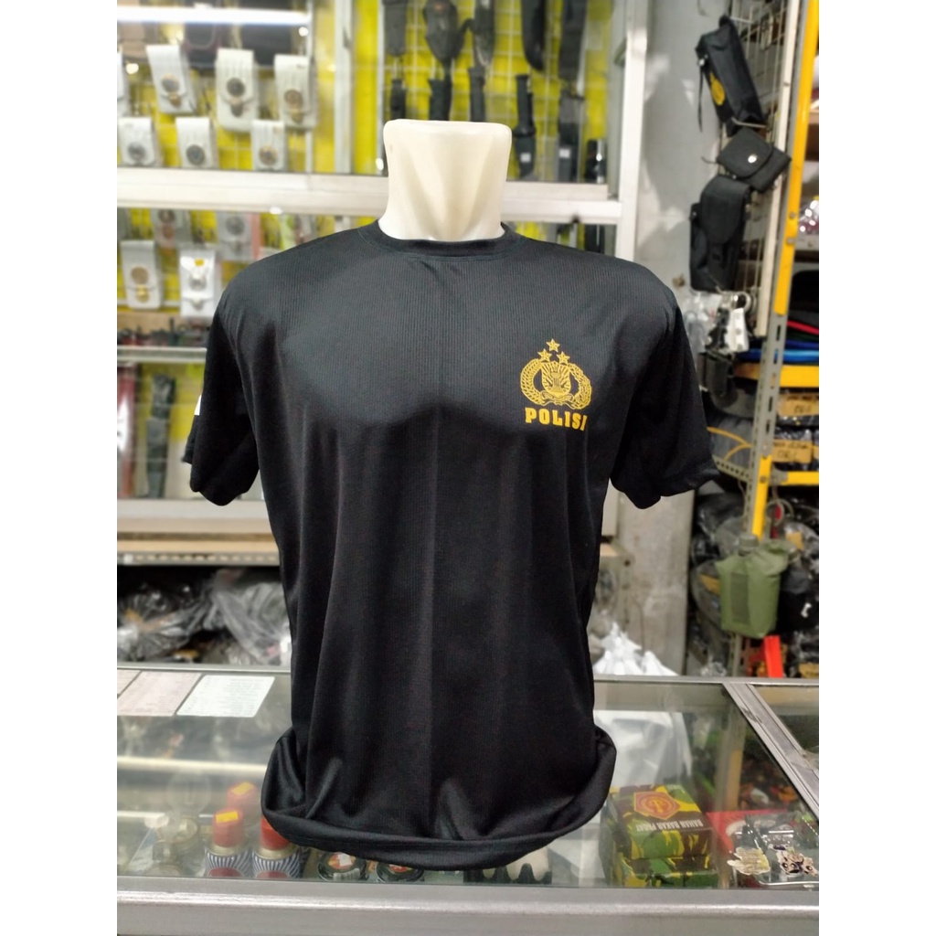 Kaos Oblong POLRI Bahan Drifit Hitam dan Cokelat