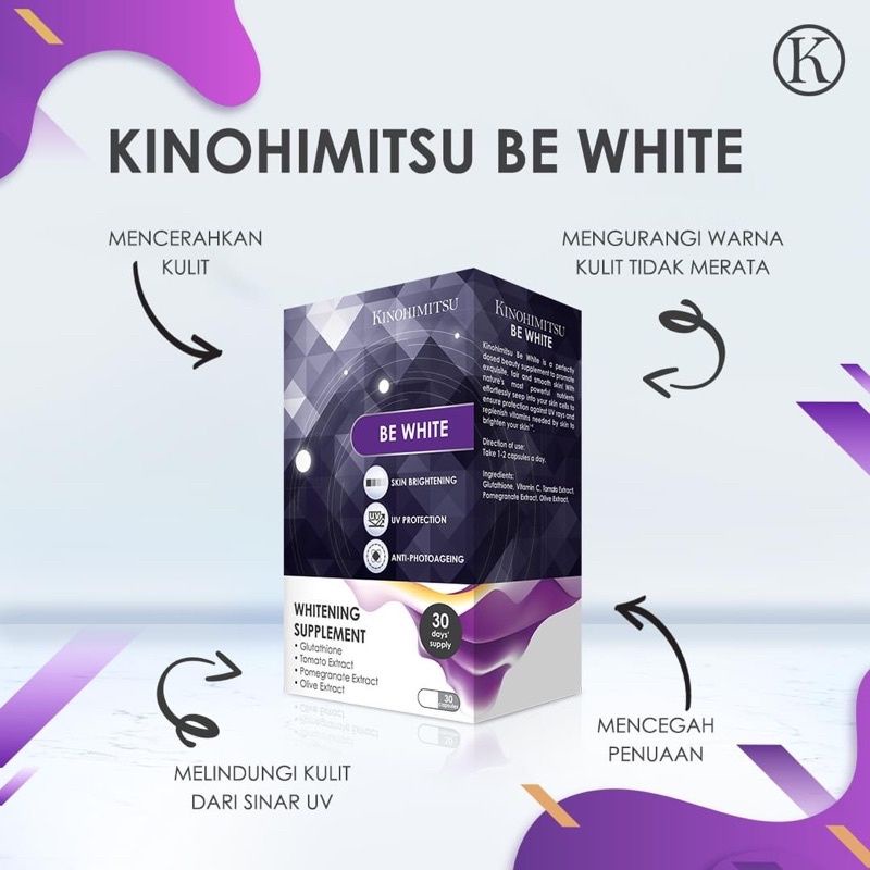 Kinohimitsu Be White 30 Days Whitening Supplement Pemutih Badan Ampuh Suplemen Original